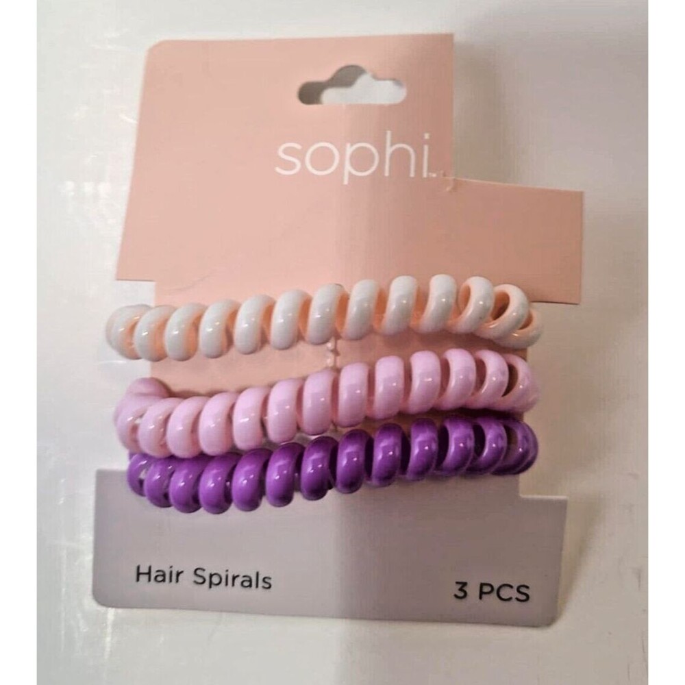 Sophi Spiral Jelly Hair Ties 3 pack Pink Purple Light Pink NEW